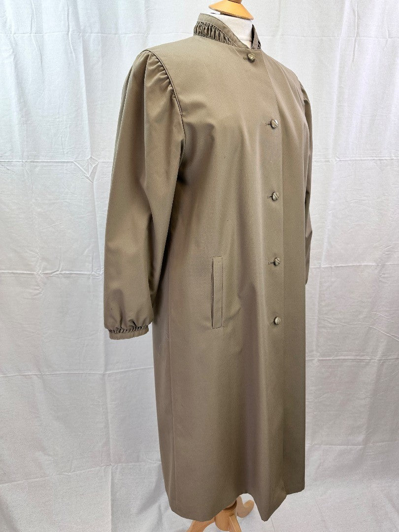 St Michaels Brown Long Rain Mac Size 14 Vintage VGC