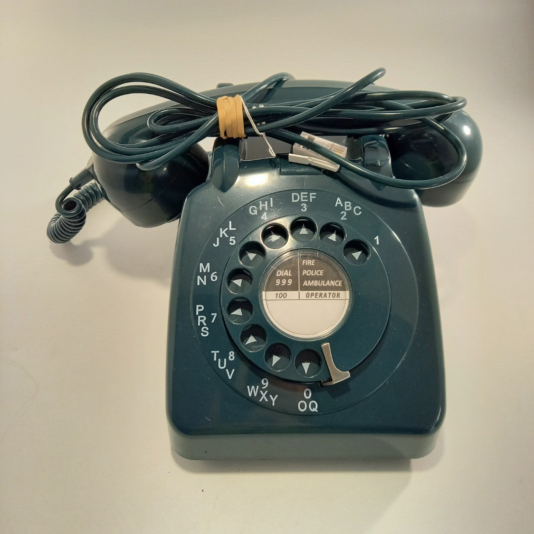 Green Rotary Dial Phone Landline Vintage 80s Good