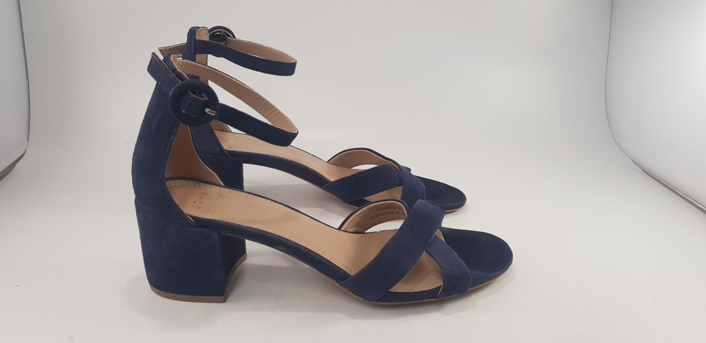 John Lewis Blue Strappy Block High Heels Size 4 VGC