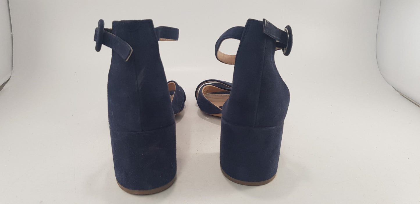 John Lewis Blue Strappy Block High Heels Size 4 VGC