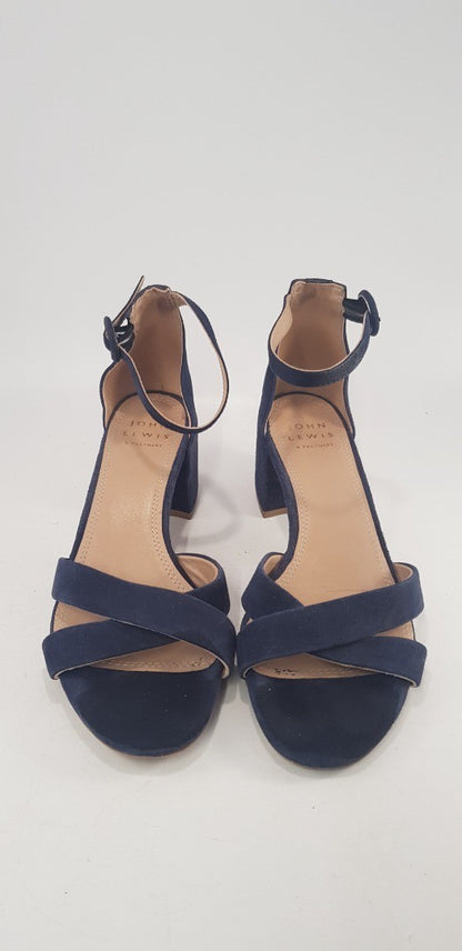 John Lewis Blue Strappy Block High Heels Size 4 VGC