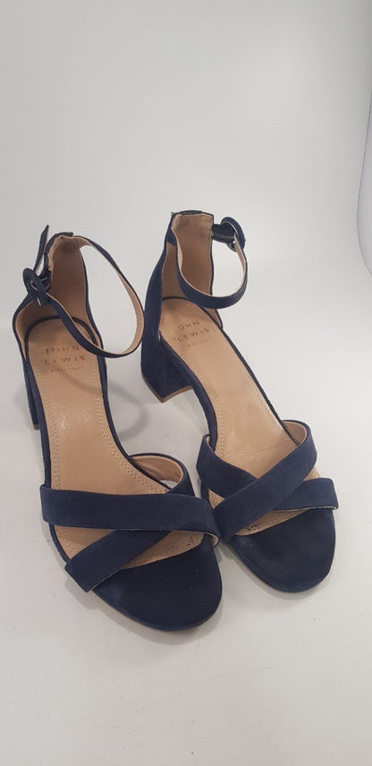 John Lewis Blue Strappy Block High Heels Size 4 VGC