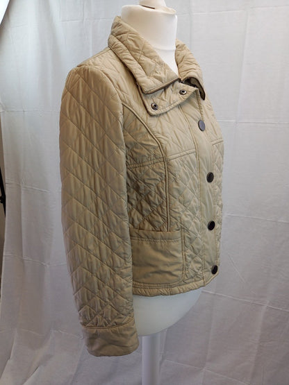 Max Mara Weekend Cream Quilted High Neck Jacket - Size UK 10