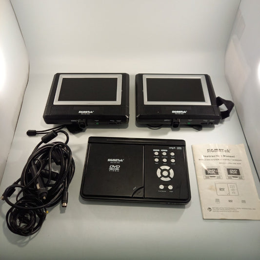 Sigmatek Portable DVD Player with 2 x 7" screens Bag + Remote + Cables Exc