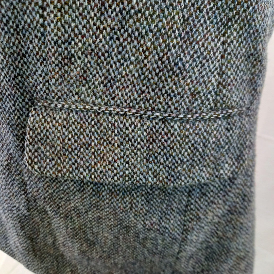 Harris Tweed Blue Hand Woven Blazer Jacket UK XL Excellent Condition