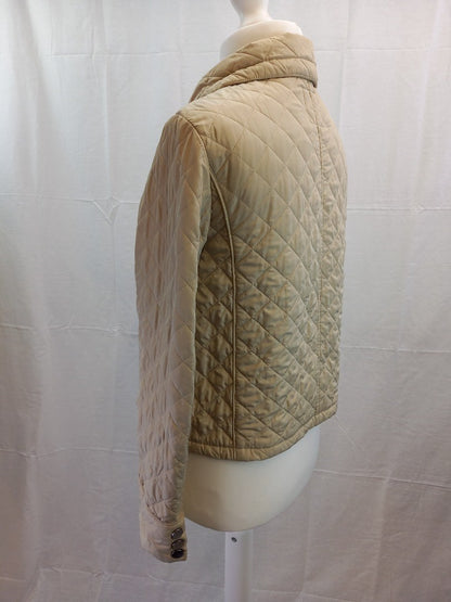 Max Mara Weekend Cream Quilted High Neck Jacket - Size UK 10