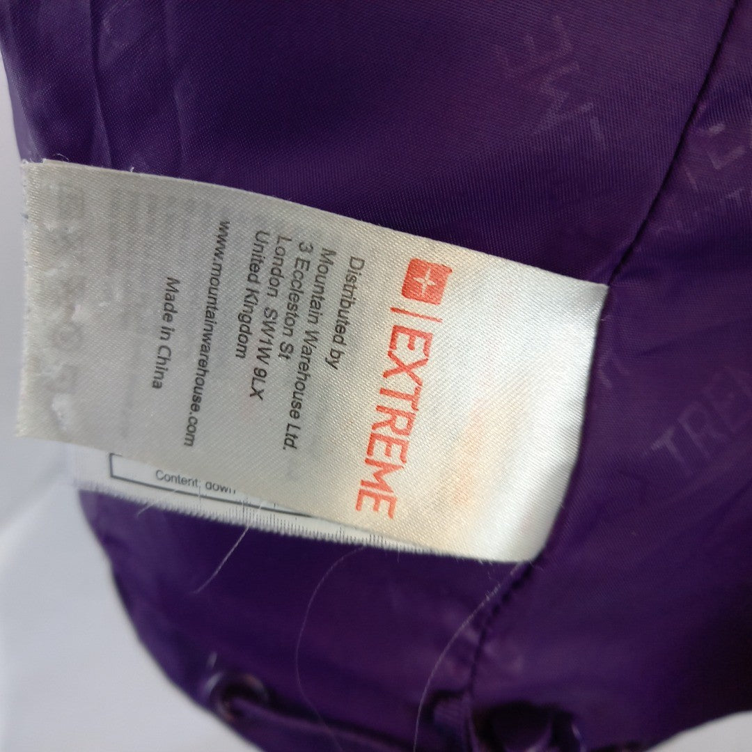 Mountain Warehouse Purple Puffer Coat Extreme Detachable Hood UK 12 Excellent