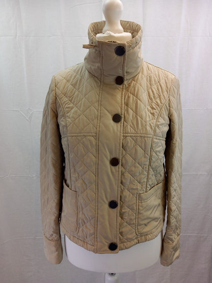 Max Mara Weekend Cream Quilted High Neck Jacket - Size UK 10