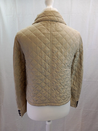 Max Mara Weekend Cream Quilted High Neck Jacket - Size UK 10