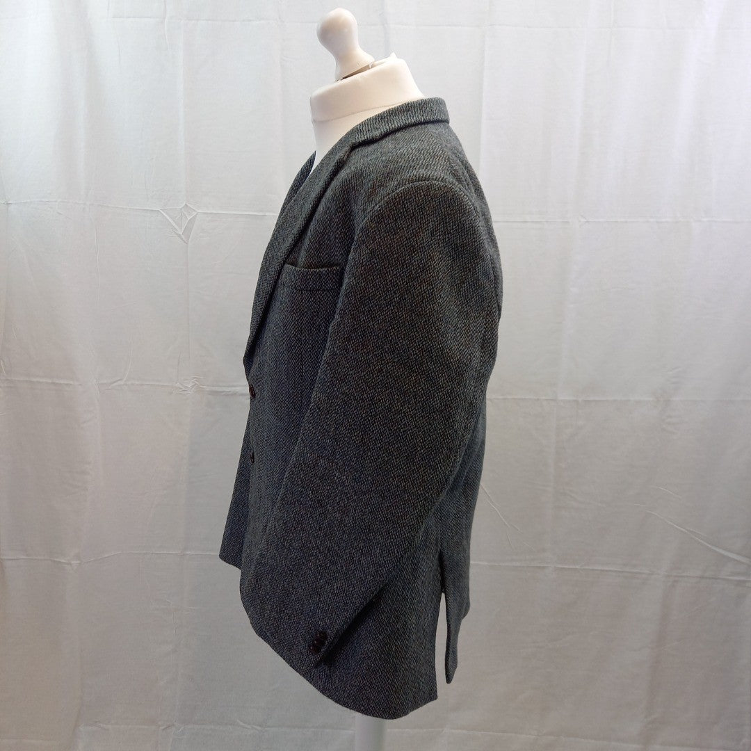 Harris Tweed Blue Hand Woven Blazer Jacket UK XL Excellent Condition