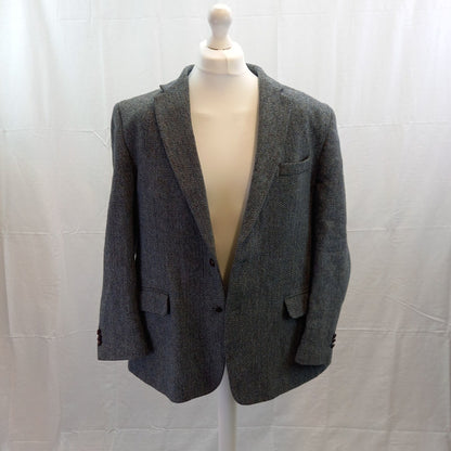 Harris Tweed Blue Hand Woven Blazer Jacket UK XL Excellent Condition