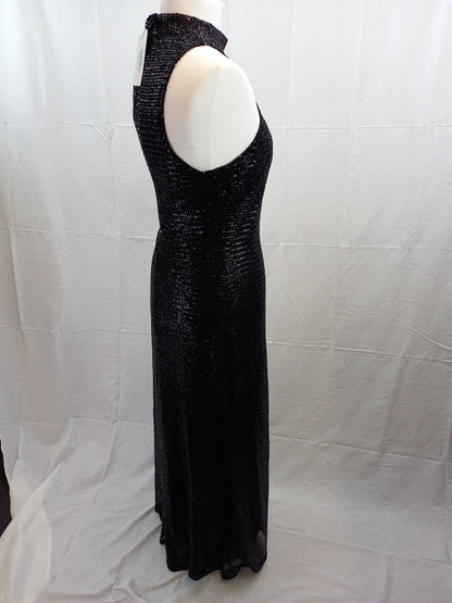 In The Style Yasmin Devonport Black High Neck Sequin Maxi Dress NWT - Size 14