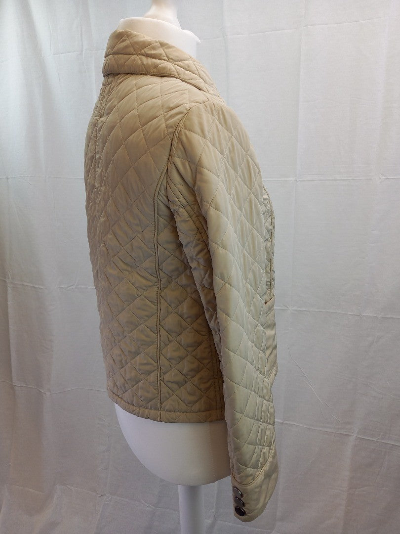 Max Mara Weekend Cream Quilted High Neck Jacket - Size UK 10