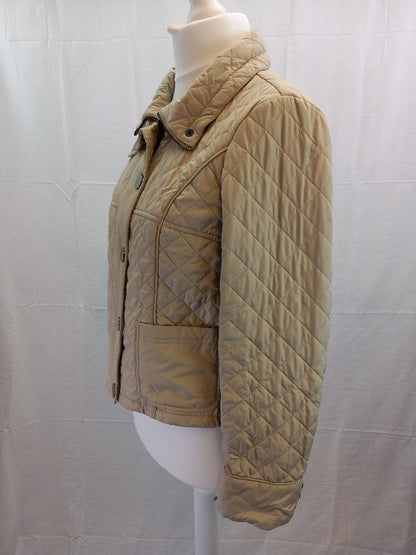 Max Mara Weekend Cream Quilted High Neck Jacket - Size UK 10