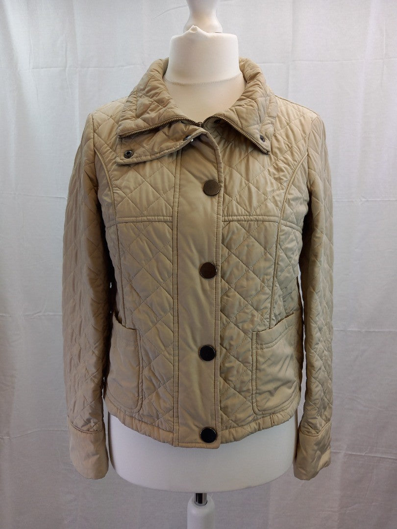 Max Mara Weekend Cream Quilted High Neck Jacket - Size UK 10