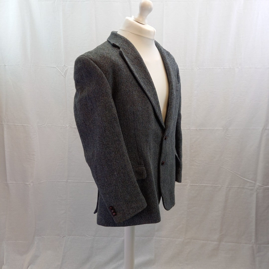 Harris Tweed Blue Hand Woven Blazer Jacket UK XL Excellent Condition