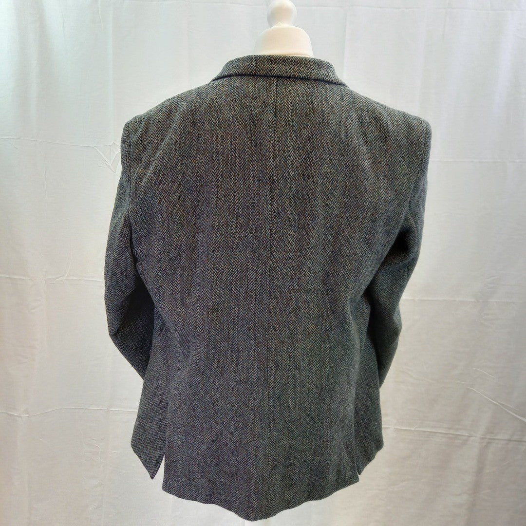 Harris Tweed Blue Hand Woven Blazer Jacket UK XL Excellent Condition