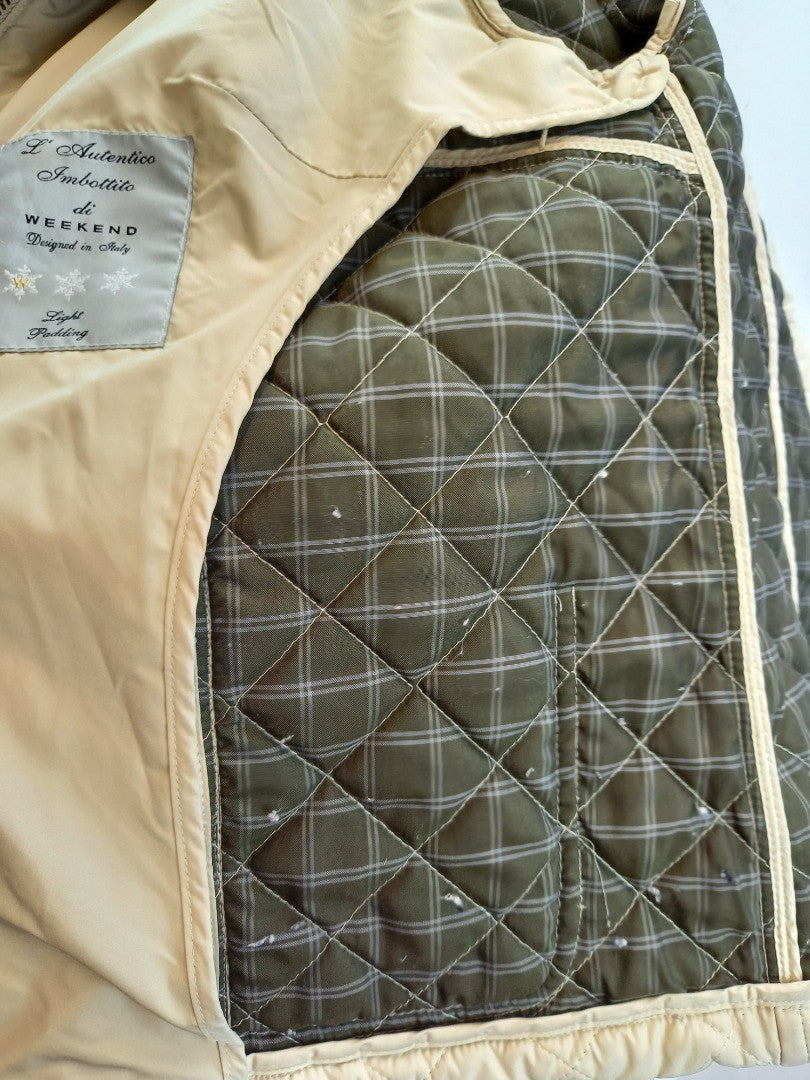 Max Mara Weekend Cream Quilted High Neck Jacket - Size UK 10