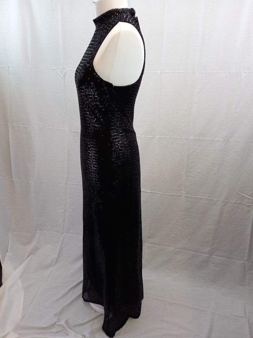 In The Style Yasmin Devonport Black High Neck Sequin Maxi Dress NWT - Size 14