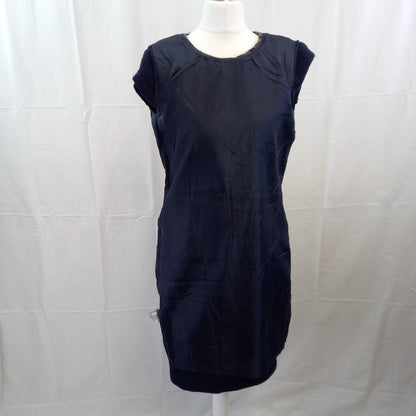 Clements Riberio Blue Dress UK 12 Wool Mid Length Lined Excellent