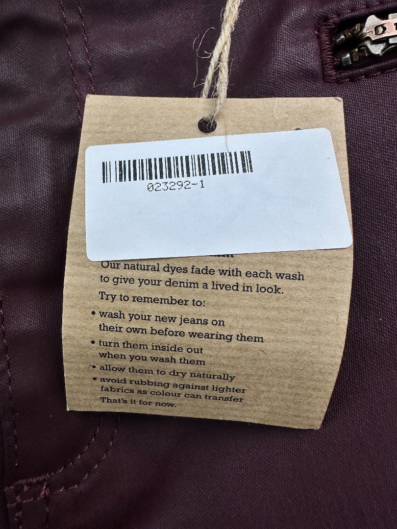 Boden Burgundy Skinny Wax Jeans Size 14P BNWT