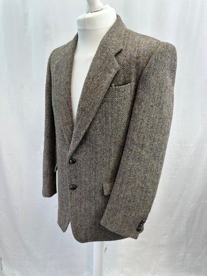 Harris Tweed Brown Wool Blazer Size 40R Excellent Condition