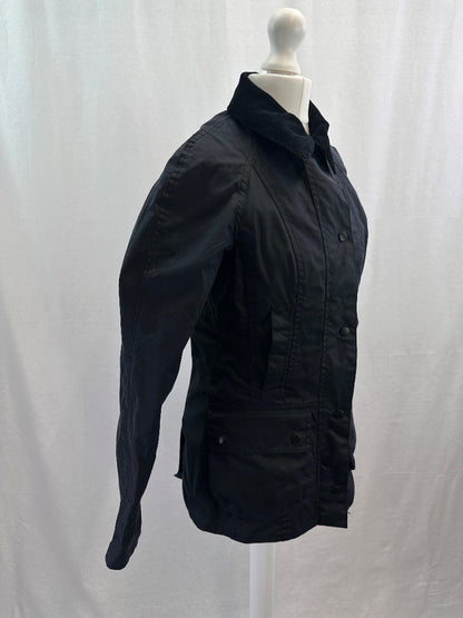 Barbour Beadnell Wax Jacket Women's Size 6 Black - Classic Outdoor Coat