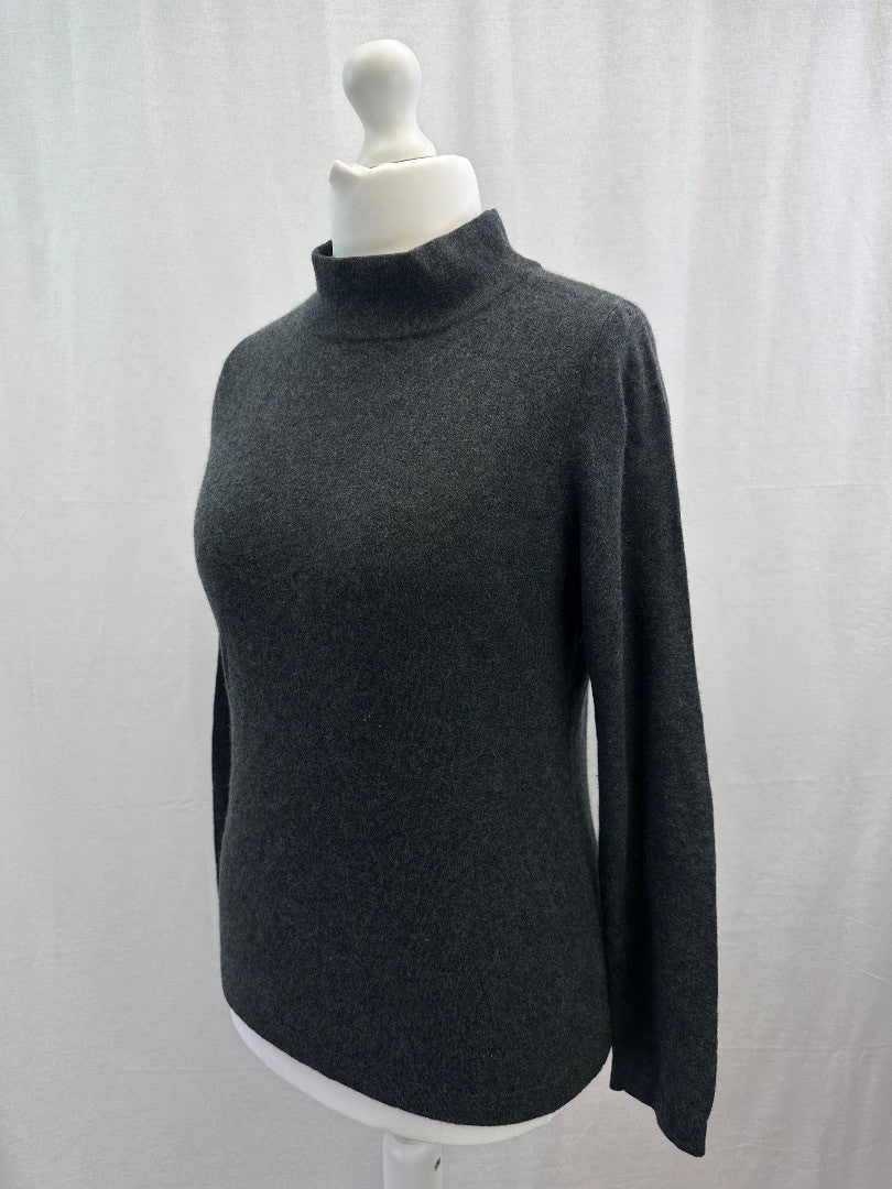 John Lewis Turtleneck Charcoal Cashmere Jumper Size 14 Excellent Condition