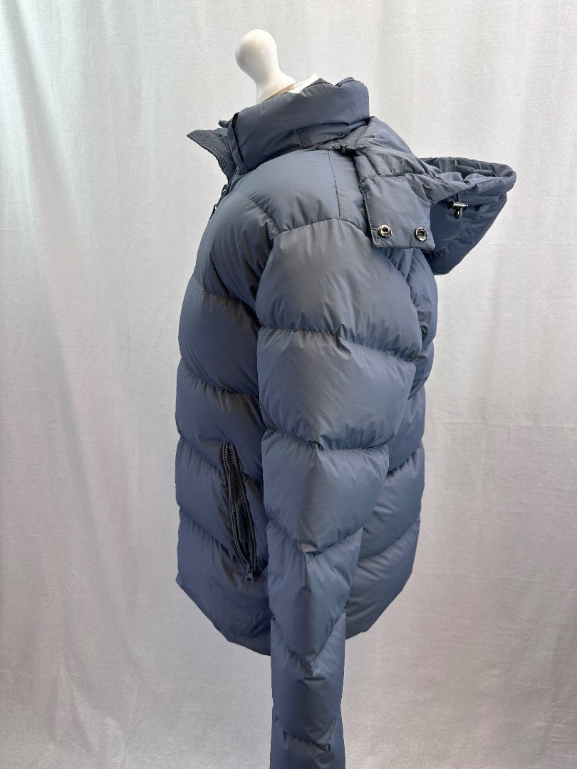 Arne Short Down Feather Grey Puffa Puffer Hood Size L Excellent Condition