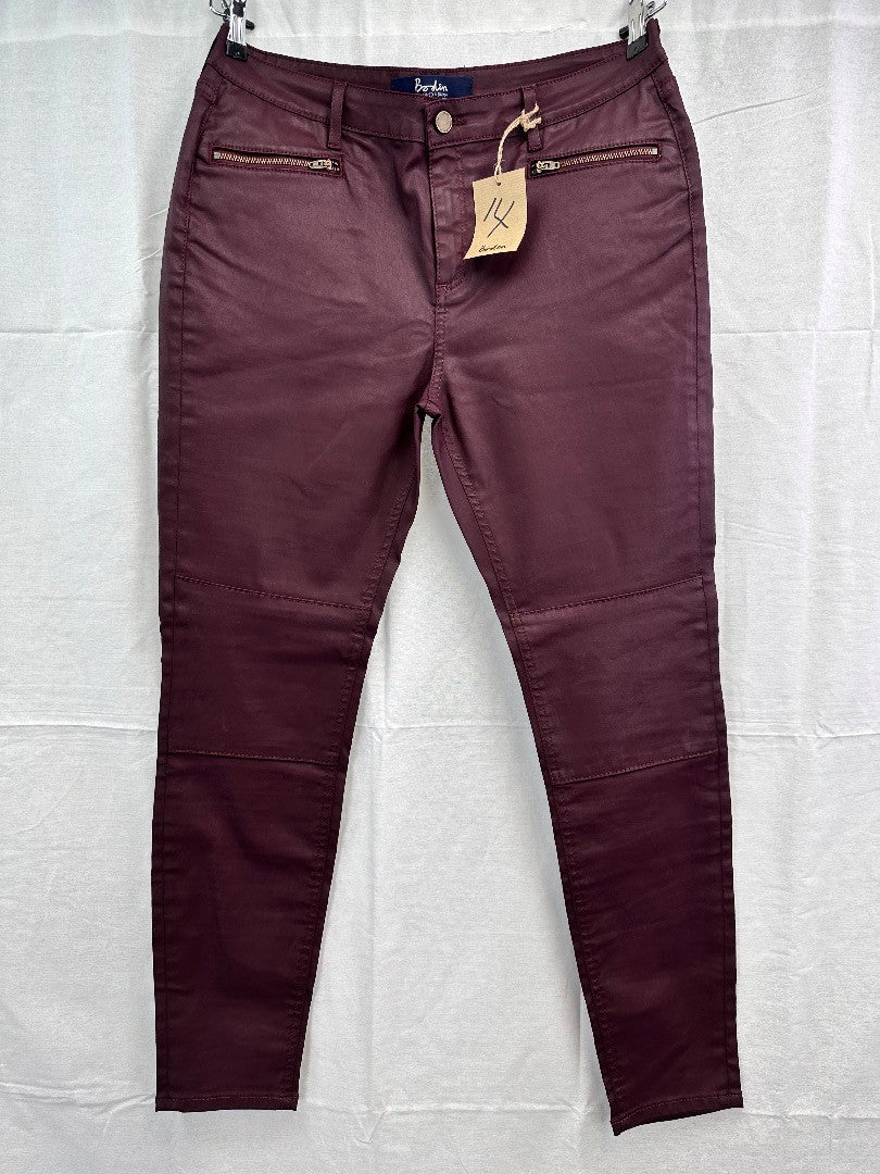 Boden Burgundy Skinny Wax Jeans Size 14P BNWT