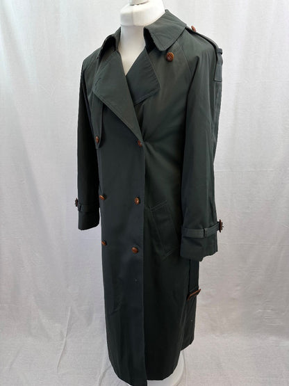 The Ensign Trench Long Green Belt Rain Coat Size 12 Excellent Condition