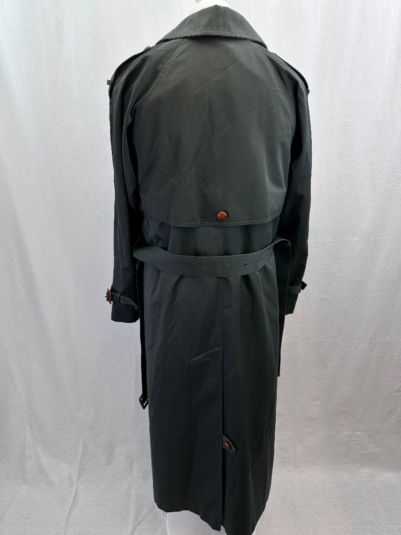 The Ensign Trench Long Green Belt Rain Coat Size 12 Excellent Condition