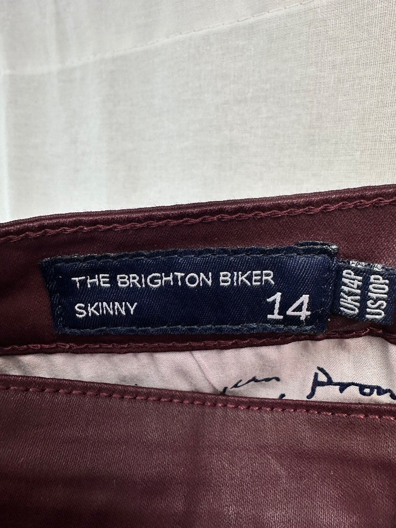 Boden Burgundy Skinny Wax Jeans Size 14P BNWT