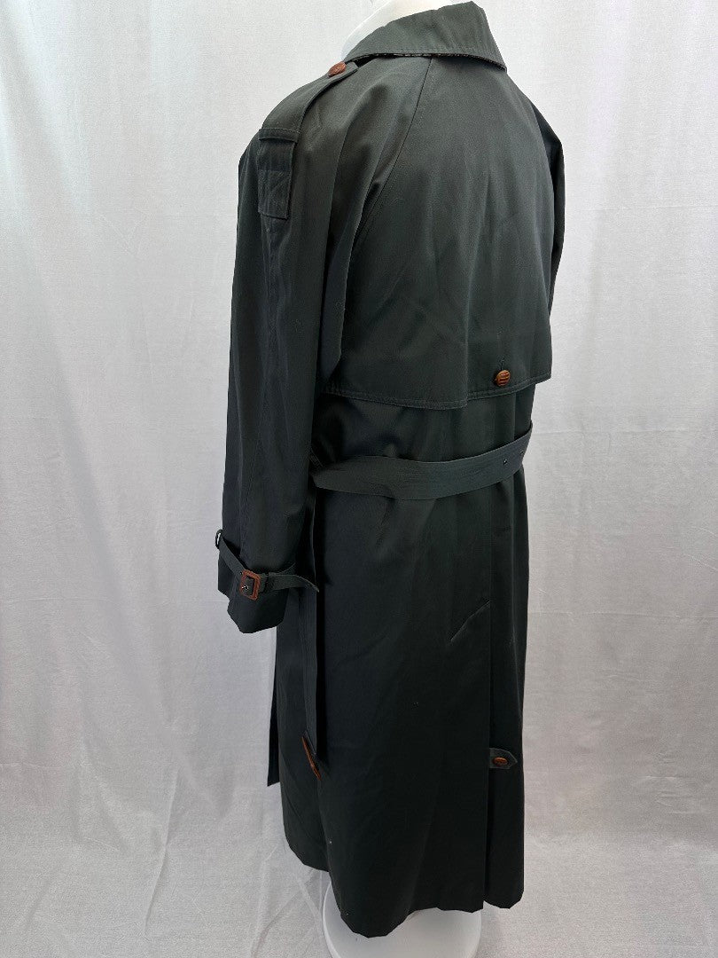 The Ensign Trench Long Green Belt Rain Coat Size 12 Excellent Condition