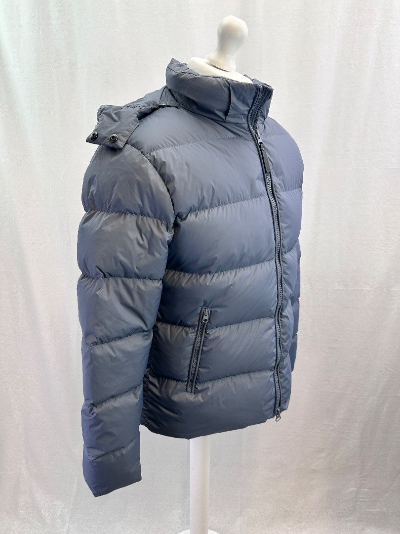 Arne Short Down Feather Grey Puffa Puffer Hood Size L Excellent Condition