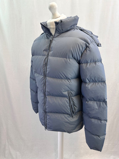 Arne Short Down Feather Grey Puffa Puffer Hood Size L Excellent Condition