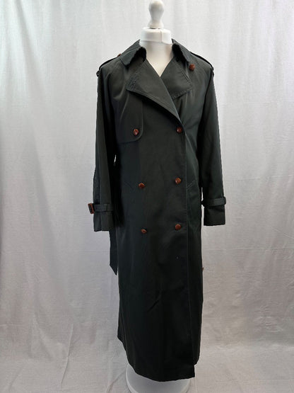 The Ensign Trench Long Green Belt Rain Coat Size 12 Excellent Condition