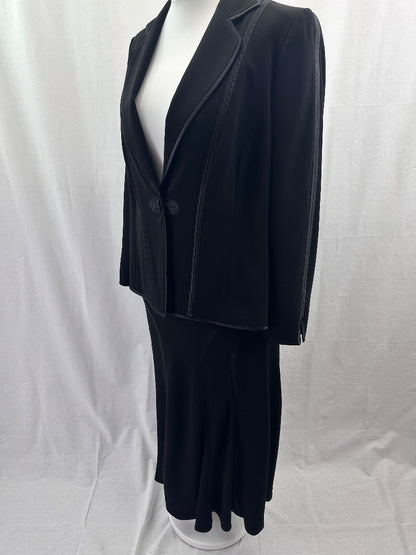 Chesca Black with Satin Edge Detail Skirt & Jacket  Size 16 Excellent Condition