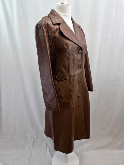 Suede & Leathercraft Tan Button Up Coat Size 12 VGC