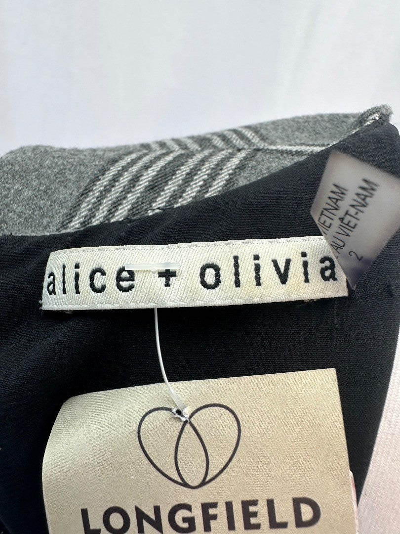 Alice + Olivia Grey Check Plaid Mini Wool Shimmer Dress Size 8 Excellent Condition