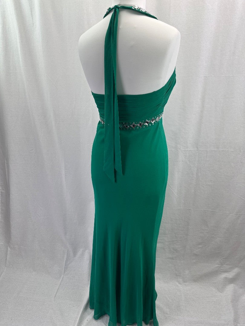 Debut Green Jewelled Evening Dress - Size 12