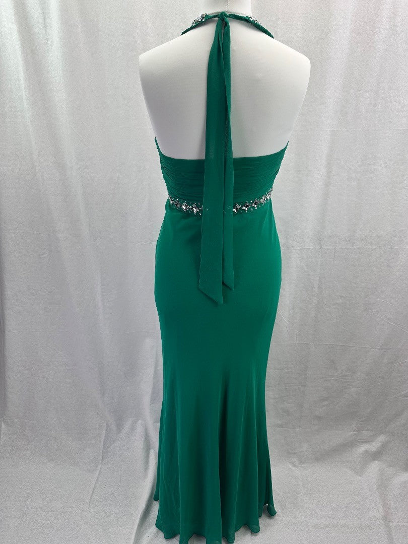 Debut Green Jewelled Evening Dress - Size 12