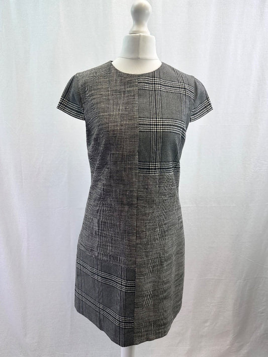 Alice + Olivia Grey Check Plaid Mini Wool Shimmer Dress Size 8 Excellent Condition