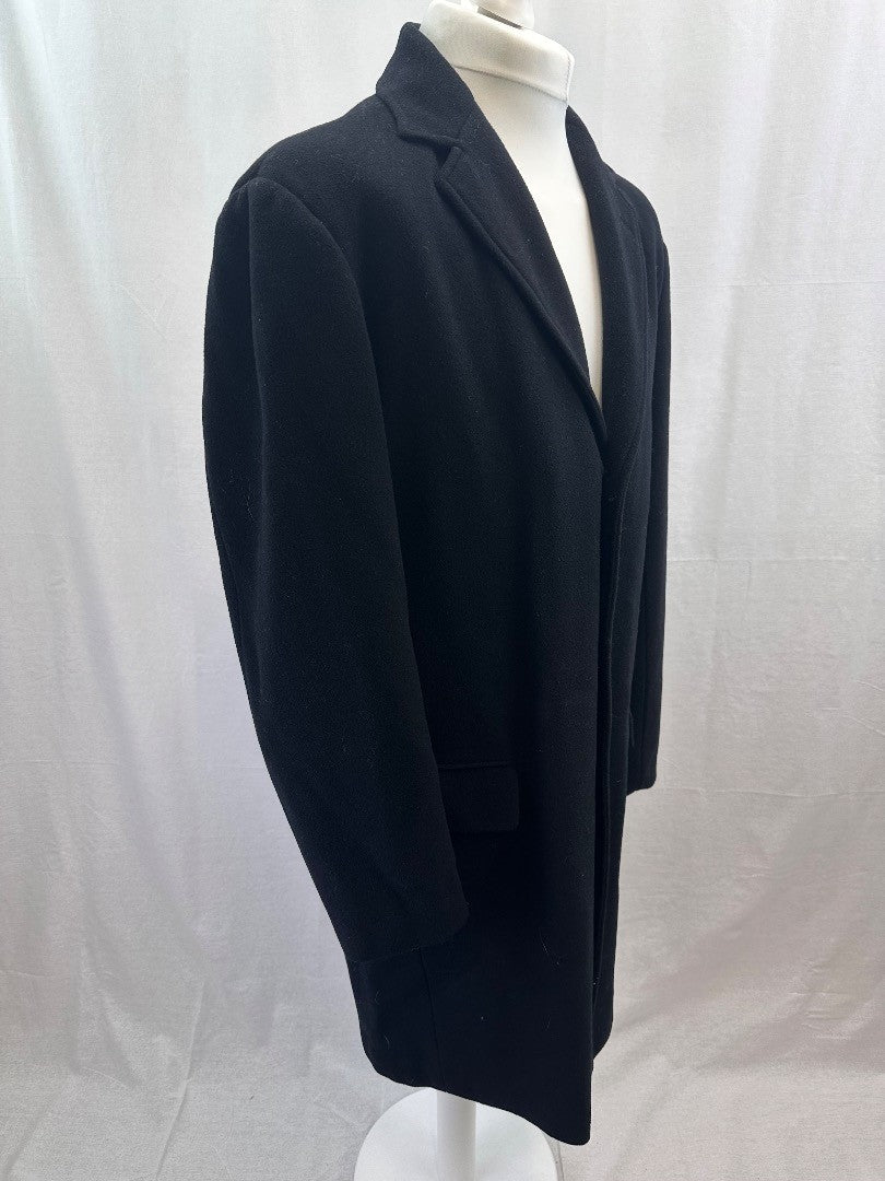 Oliver Stead Black Wool Mid-Length Coat Size L Excellent Condition