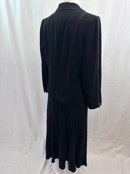 Chesca Black with Satin Edge Detail Skirt & Jacket  Size 16 Excellent Condition