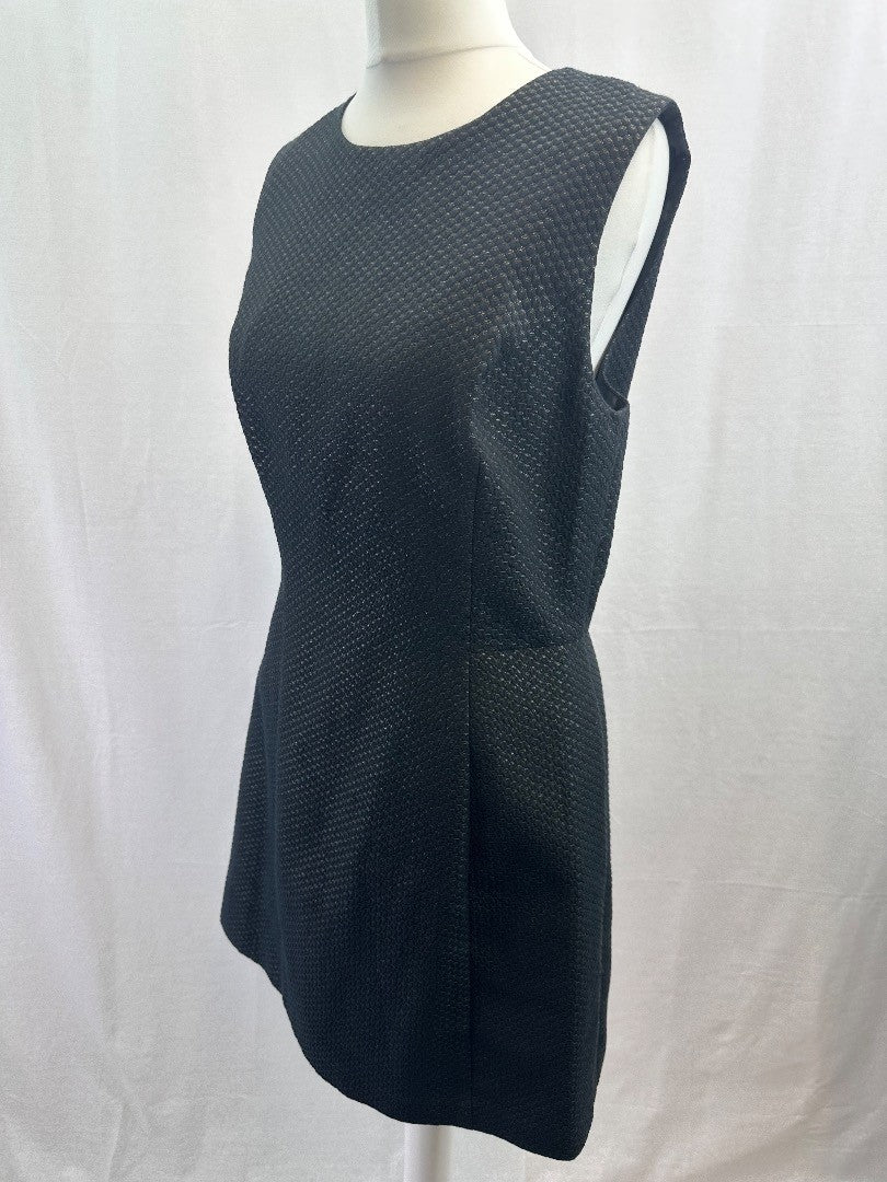 Jack Wills Black Gold Knee Length Lined LBD Dress Size 12 Excellent Condition