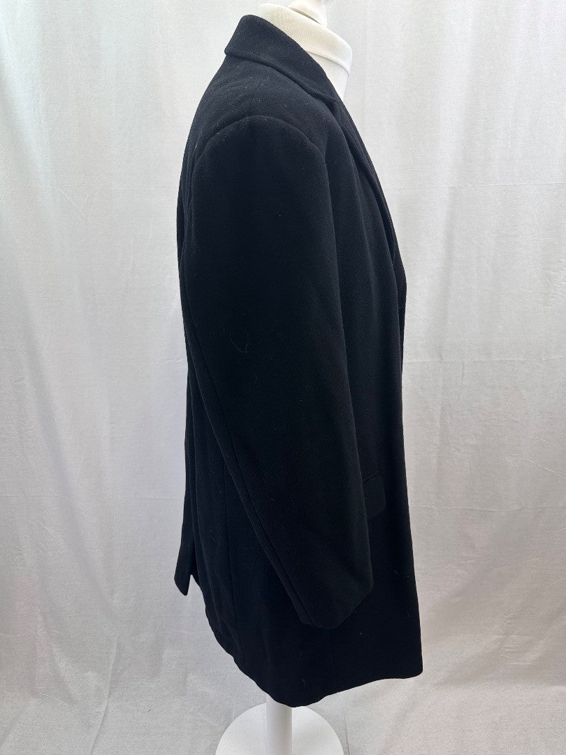 Oliver Stead Black Wool Mid-Length Coat Size L Excellent Condition