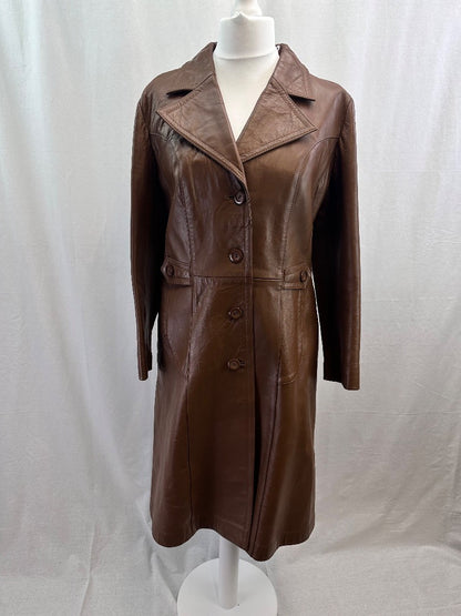 Suede & Leathercraft Tan Button Up Coat Size 12 VGC