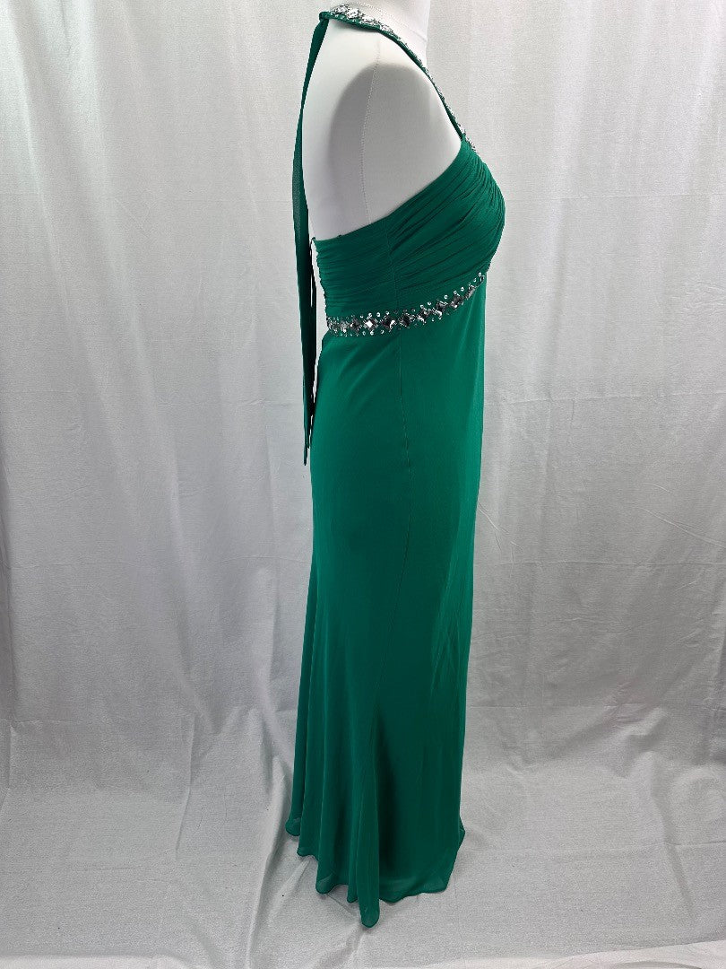 Debut Green Jewelled Evening Dress - Size 12