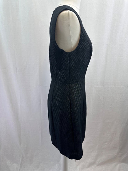 Jack Wills Black Gold Knee Length Lined LBD Dress Size 12 Excellent Condition